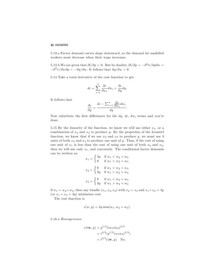 Solution Manual to Microeconomic Analysis, 3rd Edition